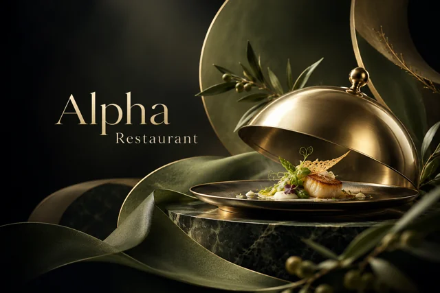 Alpha Restaurant — AI brand illustration